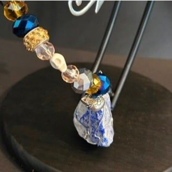 Egyptian Beaded Sun Catcher with Charms and Lapis Lazuli - Picture 6 of 10